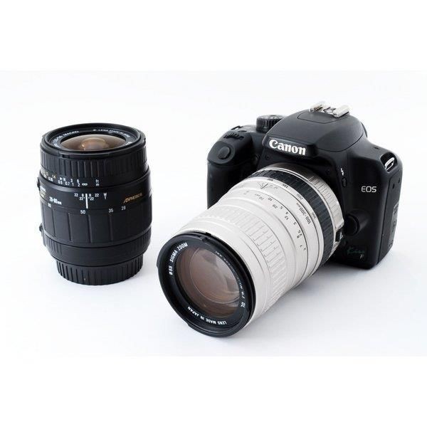 【中古】キヤノン Canon EOS Kiss F 超望遠ダブルズームセット 美品 SDカードストラップ付き