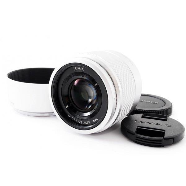 【中古】パナソニック Panasonic H-H025 G f/1.7 25mm ASPH シルバー 美品 標準レンズ 単焦点