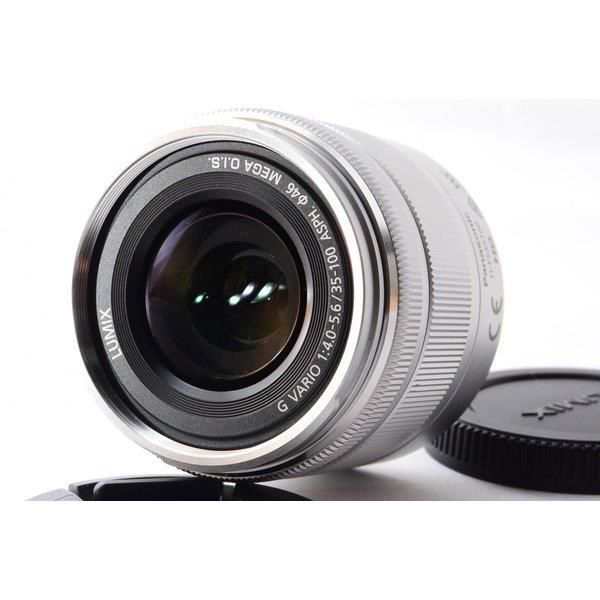 【中古】パナソニック Panasonic G VARIO 35-100mm f/4.0-5.6 MEGA O.I.S H-FS35100 シルバー 美品 望遠 ズーム