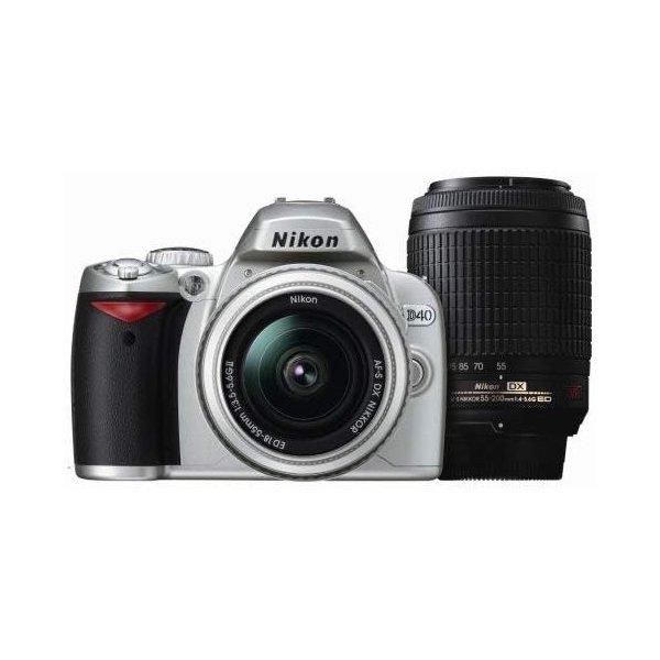 ニコン Nikon D40 ダブルズームキットII シルバー SDカード付き カメラ 
