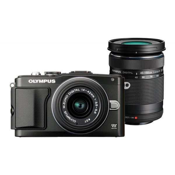 【中古】オリンパス OLYMPUS E-PL5 ダブルズームキット ブラック SDカード付き