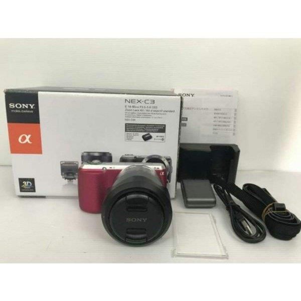 【中古】ソニー SONY  α NEX-C3 ズームレンズキット ピンク SDカード付きの通販は
