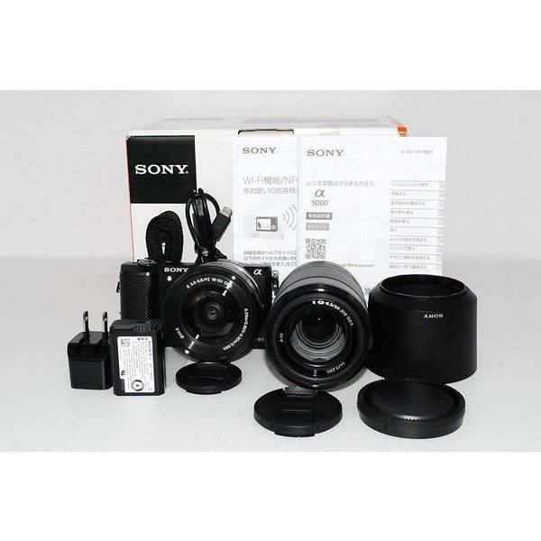 【中古】ソニー SONY α5000 ダブルズームレンズキット ブラック SDカード付き