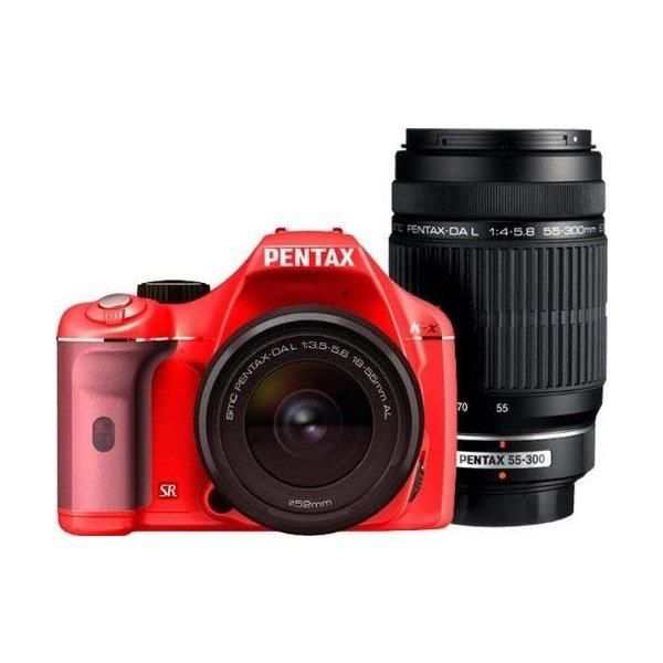 【中古】ペンタックス PENTAX K-x ダブルズームキット レッド/ピンク SDカード付き