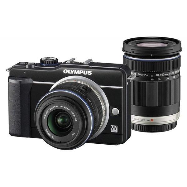 【中古】オリンパス OLYMPUS E-PL1s ダブルズームキット ブラック SDカード付きの通販は