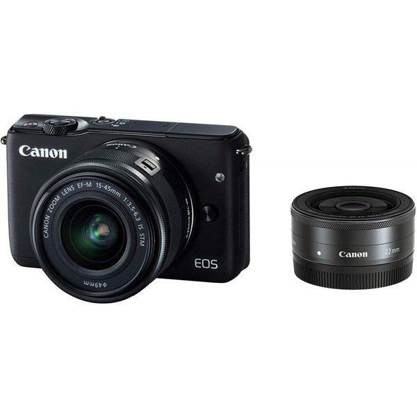 【中古】キヤノン Canon EOS M10 ダブルレンズキット ブラック EOSM10BK-WLK SDカード付き