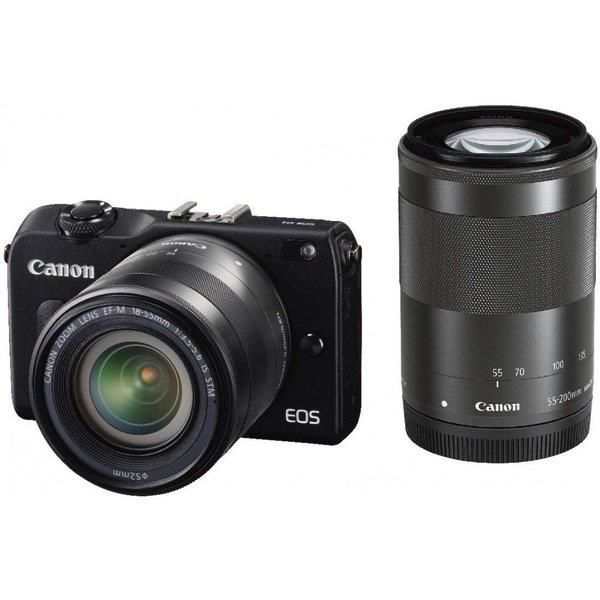 【中古】キヤノン Canon EOS M2 ダブルズームキット ブラック SDカード付き
