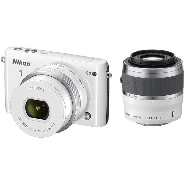 【中古】ニコン Nikon S2 ダブルズームキット ホワイト S2WZWH microSDカード付き