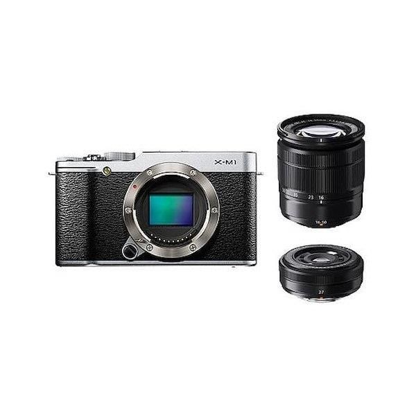 【中古】フジフィルム FUJIFILM カメラ X-M1 Wレンズキット ズームレンズ付属 1630万画素APS-C シルバー F X-M1S/1650/27KIT