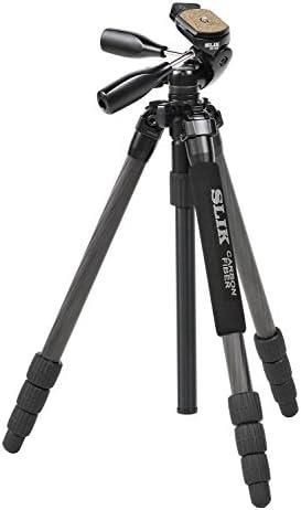 【中古】SLIK カーボン三脚 ライトカーボン E74 4段 ナットロック式 25mmパイプ径 3ウェイ雲台 クイックシュー式 108345の通販は 26,520円