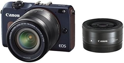 【中古】Canon ミラーレス一眼カメラ EOS M2 ダブルレンズキット (ベイブルー) EF-M18-55mm F3.5-5.6 IS STM EF-M22mm F2 STM付属 EOSM2BL-WLKの通販は