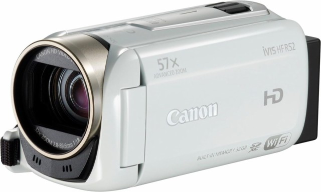 【中古】Canon デジタルビデオカメラ iVIS HF R52 ホワイト 光学32倍ズーム IVISHFR52WH