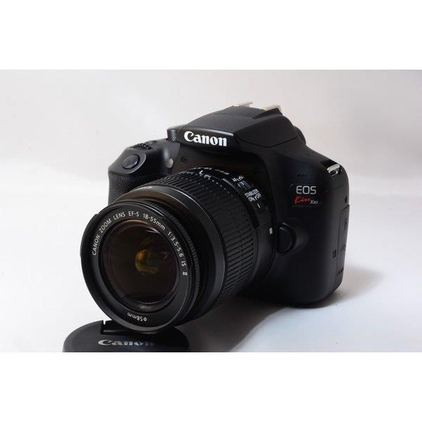 【中古】キヤノン Canon EOS Kiss X80 レンズキット ブラック 美品 SDカードストラップ付き