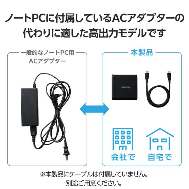 エレコム ノートPC 向け ACアダプター 140W対応 AC充電器 PD対応 140W USB-C×2 USB-A×1 スイングプラグ ブラック ┃ACDC-PD96140BK_4