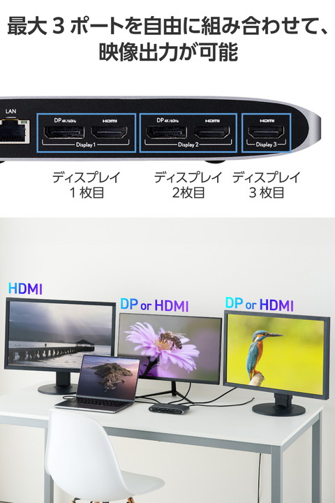 エレコム ドッキングステーション USB Type-C Displaylink対応 13in1