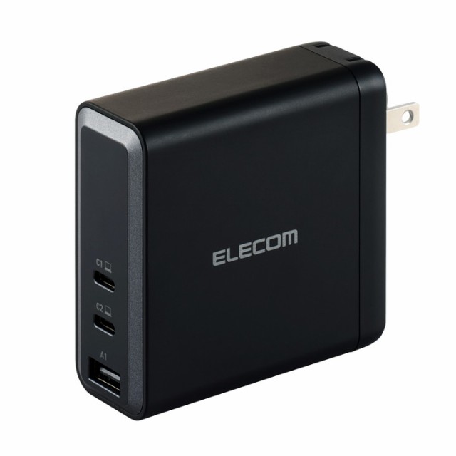 エレコム USB充電器 140W対応 AC充電器 PD対応 140W USB-C×2 USB-A×1 スイングプラグ ブラック ┃EC-AC96140BK