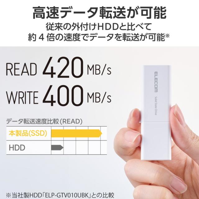 エレコム 外付けSSD 1TB USB Type-C USB-Aコネクター対応外付けポータブルSSD USB3.2 (Gen1) 対応 スライド式 Type-C＆Type-A両対応 マニュアルQRシール付 ホワイト ┃ESD-EWB1000GWHR_3