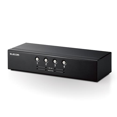 エレコム パソコン切替器 (KVM) VGA・4ポート 用 KVM切替器 VGA対応 4台切替┃KVM-NVXSN4