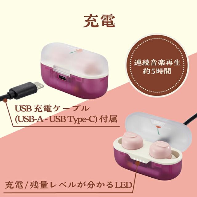 エレコム Bluetoothイヤホン 完全ワイヤレス ヘッドホン AAC対応 低遅延モード イチゴ ┃LBT-TWS16CSPN ワイヤレスイヤホン