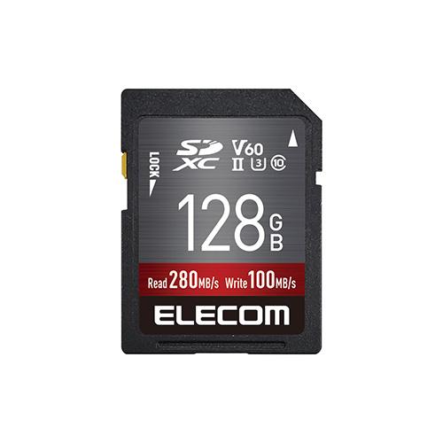 エレコム SDカード UHS-II SDXC メモリカード データ復旧サービス付 保証1年間 Class10 U3 V60 128GB┃MF-FS128GU23V6R
