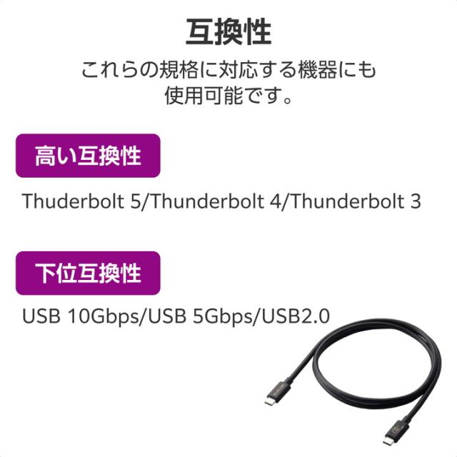 Type-C - Type-C USB 80Gbps 認証ケーブル 60W C-Cタイプ 認証品 USB Power Delivery対応 USB4 ケーブル 80Gbps 1.0m ブラック ┃USB4-V2CC10NBK_6