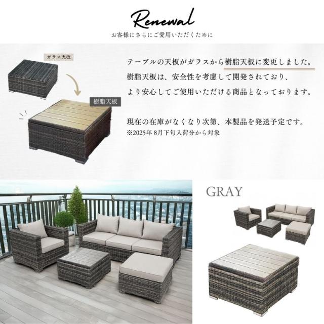 ガーデン ソファ セット ラタン調 グレー ブラウン ブラック