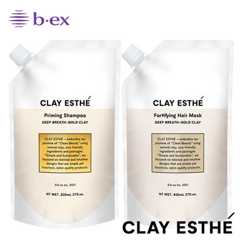 【送料無料】CLAYESTHE クレイエステ プライミング シャンプー ゴールドクレイ 800ml ＆フォーティファイングヘアマスク ゴールドクレイ 800ml お得詰替えセット b-ex ビーエックス ビューティーエクスペリエンス