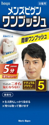 ホーユー メンズビゲン　ワンプッシュ　５　ナチュラルブラウン 1組×27個   【送料無料】