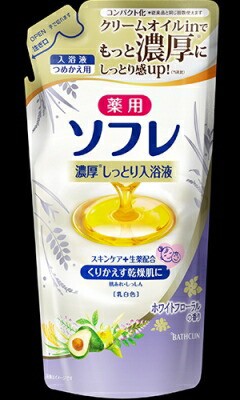 バスクリン ソフレ　濃厚しっとり入浴液　ホワイトフローラル　替 ４００ｍｌ×24個【送料無料】【入浴剤】