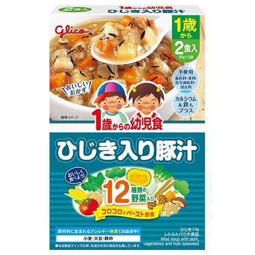 グリコ 1歳からの幼児食 ひじき入り豚汁 170g(85g×2袋) × 12個 12ヵ月