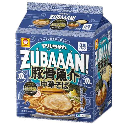 東洋水産　マルちゃんZUBAAAN!　豚骨魚介中華そば　3食パック　116g（めん80g）×9個×2セット