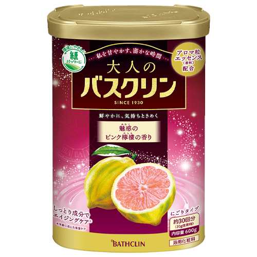 バスクリン 大人のバスクリン 魅惑のピンク檸檬の香り 600g×15個 浴用化粧料/アロマタイプ入浴剤/入浴剤/沐浴材