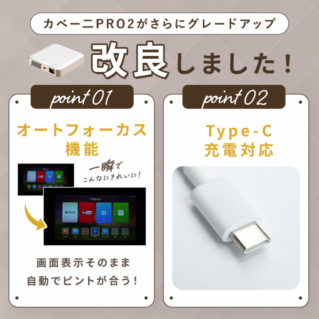 2025新モデル】カベーニPRO2 フルHD モバイル プロジェクター 2025新モデル】カベーニPRO2 フルHD モバイル プロジェクター