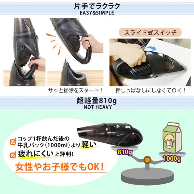 クーポン有】 ハンディクリーナー 掃除機 コードレス サイクロン 車 