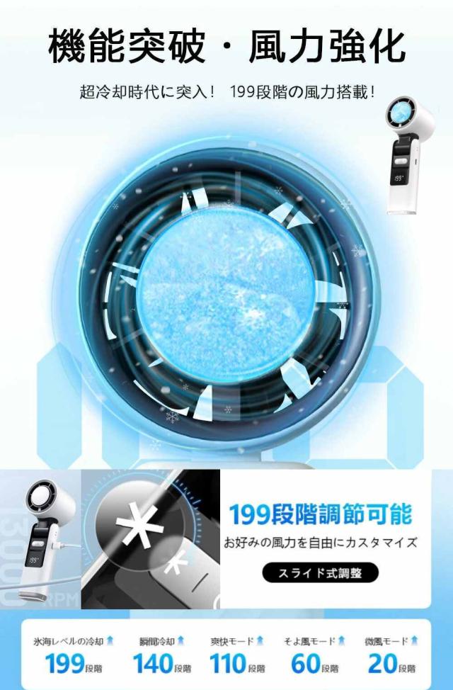 【クーポン配布中！】ハンディファン 冷却プレート 手持ち扇風機 2025 冷却プレート付き ハンディ 199段階風量調節 充電式 扇風機 卓上 強力送風 -25℃瞬間冷却 4000mAh ハンディ扇風機 小型扇風機 Type-C 液晶画面 LED 残量表示 軽量 ストラップ付き 熱中症対策 暑さ対策