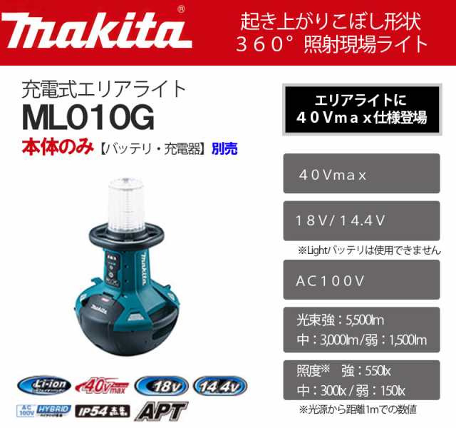 マキタ(makita) 充電式エリアライト 18V/14.4V/40Vmax/AC100V＜ML010G