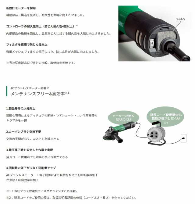 HiKOKI ハイコーキ(旧日立工機) 電子ディスクグラインダー 100mm 100V