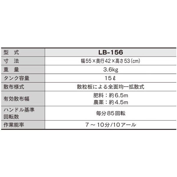 みのる産業 大型散粒機 LB-156 LB156 LB−156 粒剤 粉剤 散布機 さんりゅうき 機械 除草剤 薬剤 肥料 - 1