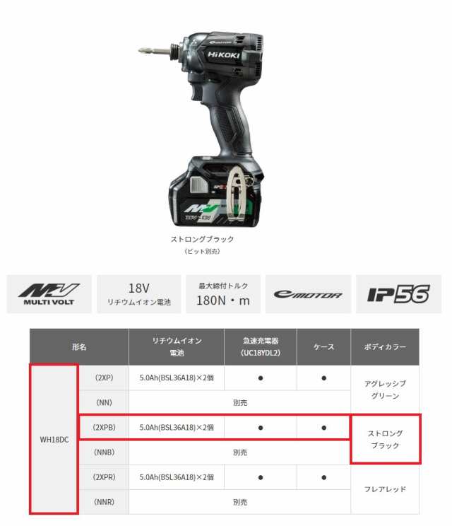 限定特価 HiKOKI ハイコーキ WH18DC NNB 充電式インパクトドライバー