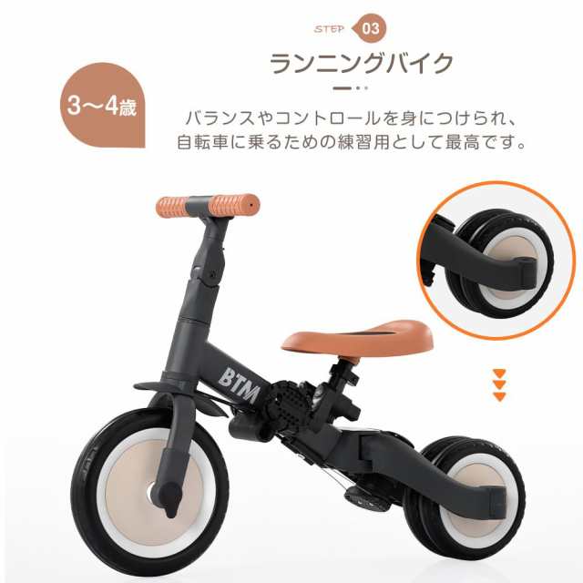 子供用三輪車 4in1 4WAY 押し棒付き ランニングバイク 1歳 2歳 3歳 4歳 5歳 自転車 おもちゃ 乗用玩具 幼児用 軽量 可愛い  キッズバイク ｜au PAY マーケット