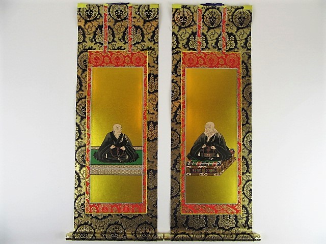 【在庫処分】仏壇用掛軸 脇侍 脇掛 絵像 西紋金襴表装 上仕立 浄土真宗本願寺派 １２０代  Aの通販は 8,025円