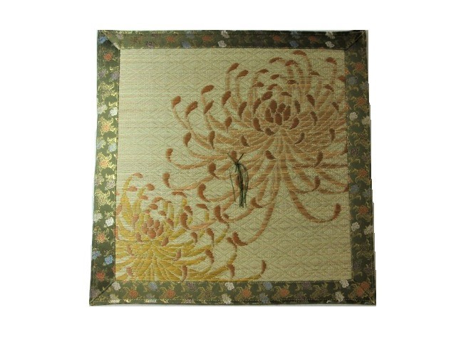 イ草御前座布団 夏用 お寺様用 コンパクト リバーシブル大菊 深緑 仏壇座布団 住職用 法事 法要 お坊さん お寺 仏事 お盆 仏前座布団 　の通販は