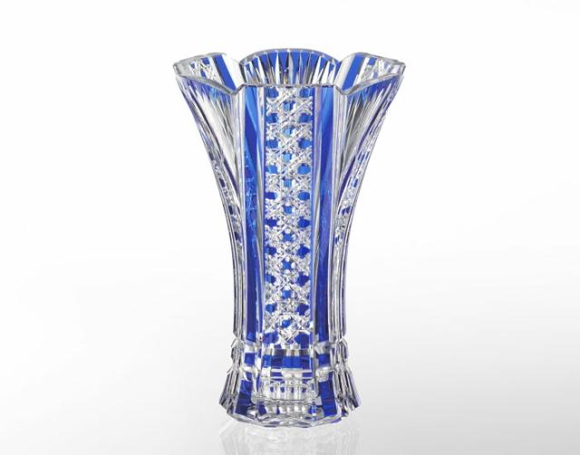 江戸切子 花瓶＜麻の葉に八角籠目紋＞ KAGAMI | 花瓶 | 伝統工芸品