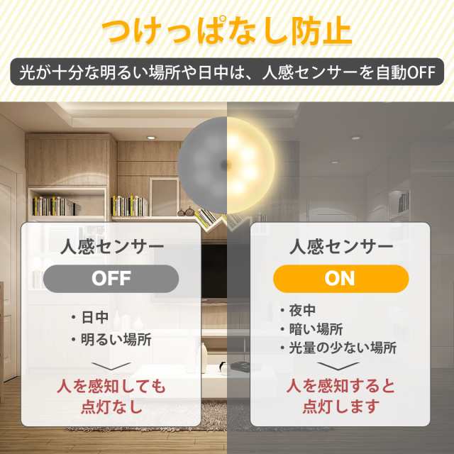 センサーライト 防災 停電 LED 人感 3個 セット 室内 屋内 電池式