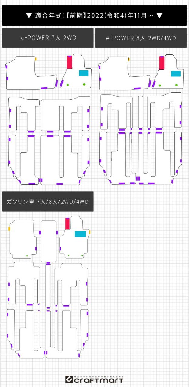 日産 セレナ C28 フロアマット STシリーズ 車用アクセサリー カーマット 内装 カスタム 車用品 内装パーツ イーパワー オーテック ルキシオン イーフォース ガソリン車 対応_3