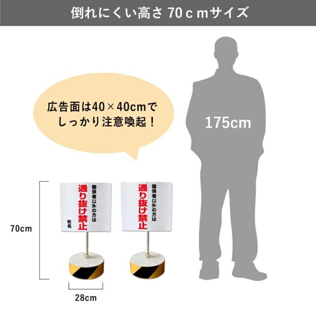 当店オリジナル まかせなサインCタイプ 両面 高さ70cm 関係者以外の方は 通り抜け禁止 置き看板 立て看板 os-c-11_4
