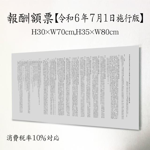 業者票 報酬額票 消費税率10%対応 令和6年7月1日施行版 シルバーアルミ複合板 H30×W70cm H35×W80cm 不動産 看板 許可票 com-silver