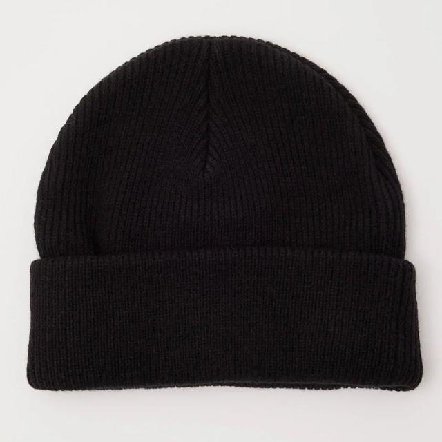 STUSSY】ステューシー ニット帽 ビーニー ビックロゴ 黒