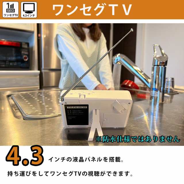 防災 ラジオ エコラジネオ TLM-ETR017 ワンセグ テレビ 4.3インチ 