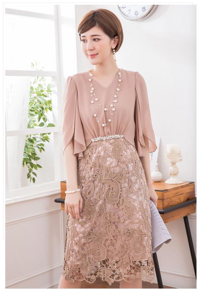 【水曜日まで！10％クーポン配布中】 卒業式 服 母 ワンピーススーツ セレモニースーツ レース Vネック ドルマン 卒園式 ママ 入学式 レディース 母親 40代 5 水曜日まで！10％クーポン配布中】 卒業式 服 母 ワンピーススーツ